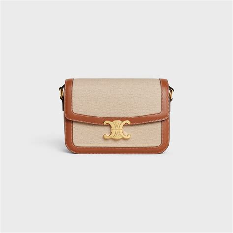 celine triomphe shoulder bag in natural calfskin|Celine the triomphe bag.